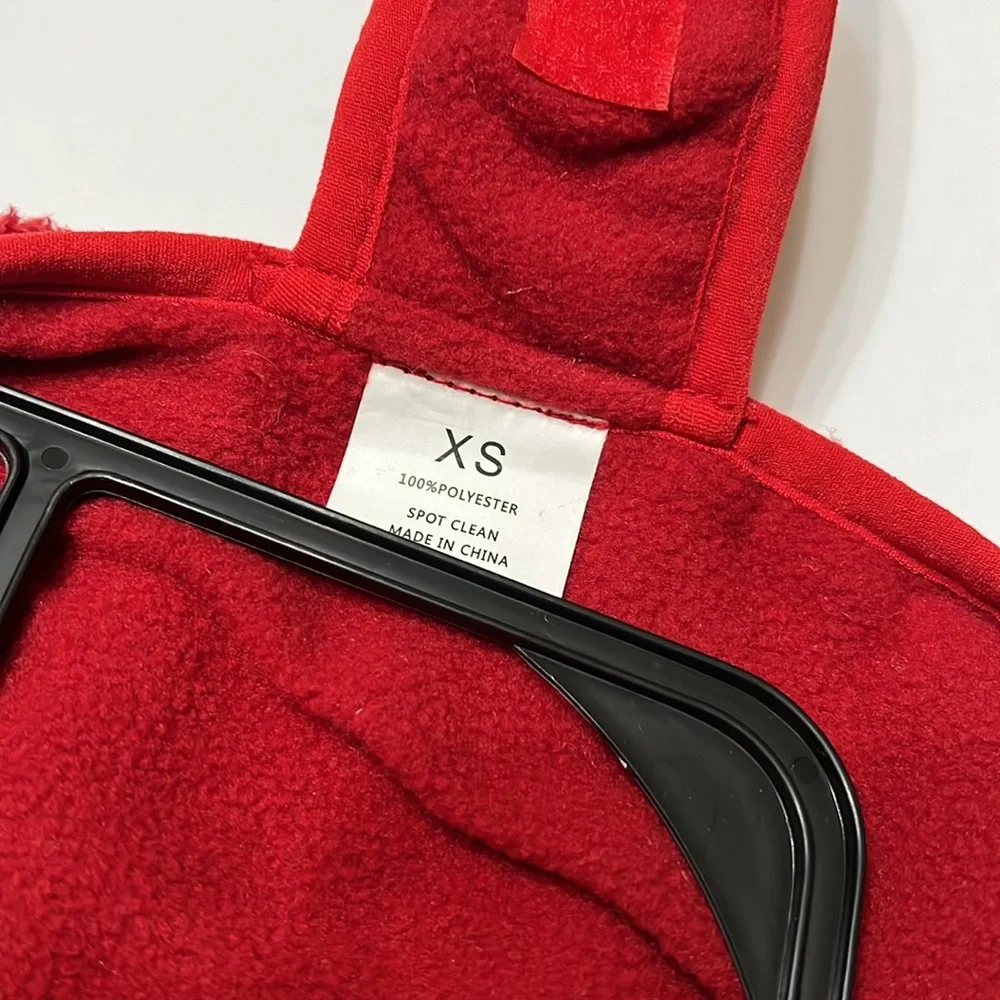 NWT Rowdy Pups Pet Apparel Red Sherpa Fleece & Quilted Dog Jacket XS